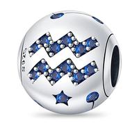 KUNSIR 925 Sterling Silver Bead Charms Constellation Charms Cubic Zirconia Charm for and Necklace Fits European Charm Bracelets Anniversary Charm the 12 Signs of the Zodiac Women