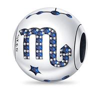 KUNSIR 925 Sterling Silver Bead Charms Constellations Charms Cubic Zirconia Charm for Bracelet and Necklace Fits European Charm Anniversary Charm the 12 Signs of the Zodiac Women