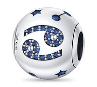KUNSIR 925 Sterling Silver Bead Charms Constellations Charms Cubic Zirconia Charm for Bracelet and Necklace Fits European Charm Anniversary Charm the 12 Signs of the Zodiac Women