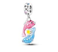 KUNSIR 925 Sterling Silver Charms 12 Constellation Sign Charms for Bracelet Star Dangle Birthstone Beads Fits European Charm Bracelets Anniversary Charm for Women Bright Pentagram