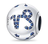KUNSIR 925 Sterling Silver Charms Constellation Cubic Zirconia Charm for Bracelet and Necklace Fits European Charm Bracelets Anniversary Charm the 12 Signs of the Zodiac Women