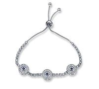 KUNSIR 925 Sterling Silver Charms for Bracelets Adjustable Cubic Zirconia Fit Pandora Beaded Bracelets as Gift Mother's Day Bracelets for Womens, Triple Sapphire