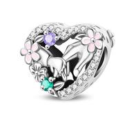 KUNSIR 925 Sterling Silver Charms, Suitable For Pandora Bracelets, Heart-Shaped Beads Cubic Zirconia Pendants-Perfect As Gifts For Mother’S Day And Valentine’S Day.