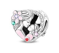KUNSIR 925 Sterling Silver Charms, Suitable For Pandora Bracelets, Heart-Shaped Beads Cubic Zirconia Pendants-Perfect As Gifts For Mother’S Day And Valentine’S Day.