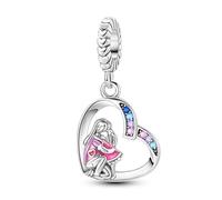 KUNSIR 925 Sterling Silver Charms, Suitable For Pandora Bracelets, Heart-Shaped Beads Cubic Zirconia Pendants-Perfect As Gifts For Mother’S Day And Valentine’S Day.