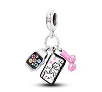 KUNSIR 925 Sterling Silver Charms Travel Round The World Charm fits Charms Bracelets Three Pieces Suit Dangle Pendant Beads Charms Gift for Women