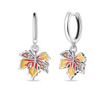 KUNSIR 925 Sterling Silver Earrings,Hoop Earrings for Women Various Hypoallergenic 1 Pair Bright Star River Earrings The best gift for Women… (Martin Leaf Earrings)