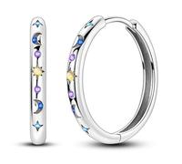KUNSIR 925 Sterling Silver Earrings,Hoop Earrings for Women Various Hypoallergenic 1 Pair Bright Star River Earrings The best gift for Women