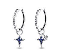 KUNSIR 925 Sterling Silver Earrings U Shaped Hoop Earrings with Colourful Cubic Zirconia Stones Hypoallergenic Women Hoop Earrings Casual Jewellery Holiday Gifts