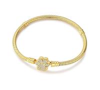 KUNSIR 925 Sterling Silver Moment Bracelets,Gold Vintage Heart Snake Chain,Compatible with Pandora Charms, Gift for Women