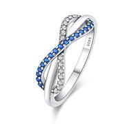 KUNSIR 925 Sterling Silver Rings Classic Cubic Zirconia Eternity Promise Statement Anniversary Wedding Bands Engagement Rings Fits European Ring for Women Size 7-9