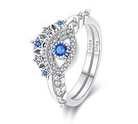 KUNSIR 925 Sterling Silver Rings Fits European Ring for Women Classic Cubic Zirconia Simple Fashion Promise Statement Anniversary Wedding Bands Engagement Rings Size 7-9