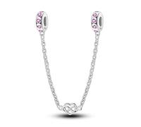 KUNSIR 925 Sterling Silver Safety Chain Pendant, Suitable For European-Style Bracelets And Pandora Bracelets, With a Heart-Shaped Clasp, Gift For Women.