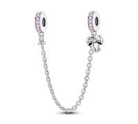 KUNSIR 925 Sterling Silver Safety Chain Pendant, Suitable For European-Style Bracelets And Pandora Bracelets, With a Heart-Shaped Clasp, Gift For Women.