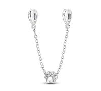 KUNSIR 925 Sterling Silver Safety Chain Pendant, Suitable For European-Style Bracelets And Pandora Bracelets, With a Heart-Shaped Clasp, Gift For Women.