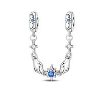 KUNSIR 925 Sterling Silver Safety Chain Pendant, Suitable For European-Style Bracelets And Pandora Bracelets, With a Heart-Shaped Clasp, Gift For Women.