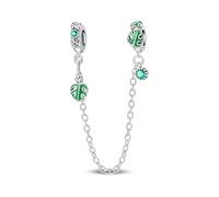 KUNSIR 925 Sterling Silver Safety Chain Pendant, Suitable For European-Style Bracelets And Pandora Bracelets, With a Heart-Shaped Clasp, Gift For Women.