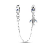 KUNSIR 925 Sterling Silver Safety Chain Pendant, Suitable For European-Style Bracelets And Pandora Bracelets, With a Heart-Shaped Clasp, Gift For Women.