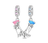 KUNSIR 925 Sterling Silver Safety Chain Pendant, Suitable For European-Style Bracelets And Pandora Bracelets, With a Heart-Shaped Clasp, Gift For Women.