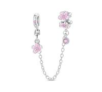 KUNSIR 925 Sterling Silver Safety Chain Pendant, Suitable For European-Style Bracelets And Pandora Bracelets, With a Heart-Shaped Clasp, Gift For Women.