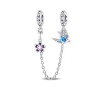 KUNSIR 925 Sterling Silver Safety Chain Pendant, Suitable For European-Style Bracelets And Pandora Bracelets, With a Heart-Shaped Clasp, Gift For Women.