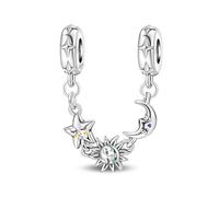 KUNSIR 925 Sterling Silver Safety Chain Pendant, Suitable For European-Style Bracelets And Pandora Bracelets, With a Heart-Shaped Clasp, Gift For Women.