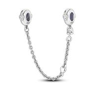 KUNSIR 925 Sterling Silver Safety Chain Pendant, Suitable For European-Style Bracelets And Pandora Bracelets, With a Heart-Shaped Clasp, Gift For Women.