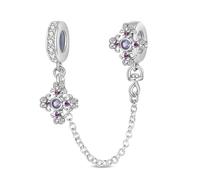 KUNSIR 925 Sterling Silver Safety Chain Pendant, Suitable For European-Style Bracelets And Pandora Bracelets, With a Heart-Shaped Clasp, Gift For Women.