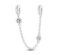 KUNSIR 925 Sterling Silver Safety Chain Pendant, Suitable For European-Style Bracelets And Pandora Bracelets, With a Heart-Shaped Clasp, Gift For Women.