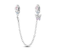 KUNSIR 925 Sterling Silver Safety Chain Pendant, Suitable For European-Style Bracelets And Pandora Bracelets, With a Heart-Shaped Clasp, Gift For Women.
