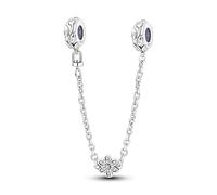 KUNSIR 925 Sterling Silver Safety Chain Pendant, Suitable For European-Style Bracelets And Pandora Bracelets, With a Heart-Shaped Clasp, Gift For Women.