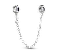 KUNSIR 925 Sterling Silver Safety Chain Pendant, Suitable For European-Style Bracelets And Pandora Bracelets, With a Heart-Shaped Clasp, Gift For Women.