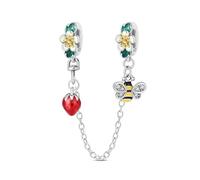 KUNSIR 925 Sterling Silver Safety Chain Pendant, Suitable For European-Style Bracelets And Pandora Bracelets, With a Heart-Shaped Clasp, Gift For Women.