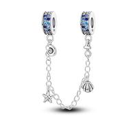 KUNSIR 925 Sterling Silver Safety Chain Pendant, Suitable For European-Style Bracelets And Pandora Bracelets, With a Heart-Shaped Clasp, Gift For Women.