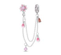 KUNSIR 925 Sterling Silver Safety Chain Pendant, Suitable For European-Style Bracelets And Pandora Bracelets, With a Heart-Shaped Clasp, Gift For Women.