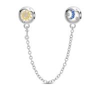 KUNSIR 925 Sterling Silver Safety Chain Pendant, Suitable For European-Style Bracelets And Pandora Bracelets, With a Heart-Shaped Clasp, Gift For Women.