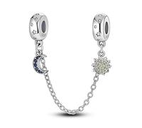 KUNSIR 925 Sterling Silver Safety Chain Pendant, Suitable For European-Style Bracelets And Pandora Bracelets, With a Heart-Shaped Clasp, Gift For Women.