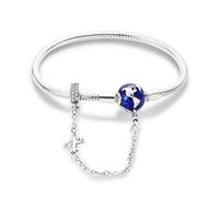 KUNSIR 925 Sterling Silver Snake Chain Bracelet for Pandora European Bracelets Charms Bead Silver Bracelet for Women, 7.5in/19cm