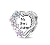 KUNSIR Charms 925 Silver Reflective Clip on Charms Flat Beads Suitable for European Bracelets and Pandora Bracelets Women Fashion Safety Chain Clasp Beads