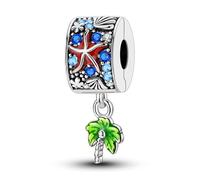 KUNSIR Charms 925 Silver Reflective Clip on Charms Flat Beads Suitable for European Bracelets and Pandora Bracelets Women Fashion Safety Chain Clasp Beads