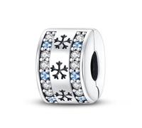 KUNSIR Charms 925 Silver Reflective Clip on Charms Flat Beads Suitable for European Bracelets and Pandora Bracelets Women Fashion Safety Chain Clasp Beads