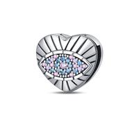 KUNSIR Charms 925 Silver Reflective Clip on Charms Flat Beads Suitable for European Bracelets and Pandora Bracelets Women Fashion Safety Chain Clasp Beads