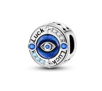 KUNSIR Charms 925 Silver Reflective Clip on Charms Flat Beads Suitable for European Bracelets and Pandora Bracelets Women Fashion Safety Chain Clasp Beads