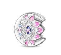 KUNSIR Charms 925 Silver Reflective Clip on Charms Flat Beads Suitable for European Bracelets and Pandora Bracelets Women Fashion Safety Chain Clasp Beads