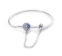 KUNSIR Classic 925 Sterling Silver Snake Chain Women Bracelets Fit Pandora European Beads Bracelets Charms for Women as Casual Gift Mother' Day