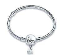 KUNSIR Moments 925 Sterling Silver Snake Chain Bracelets fit Pandora & European Bracelets Charms Bead Silver Bracelet for Women