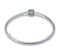 KUNSIR Moments 925 Sterling Silver Snake Chain Bracelets fit Pandora & European Bracelets Charms Bead Silver Bracelet for Women