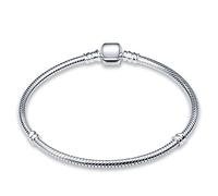 KUNSIR Moments 925 Sterling Silver Snake Chain Bracelets fit Pandora & European Bracelets Charms Bead Silver Bracelet for Women