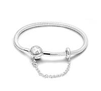 KUNSIR Moments 925 Sterling Silver Snake Chain Bracelets fit Pandora & European Bracelets Charms Bead Silver Bracelet for Women