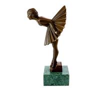 Kunst & Ambiente - Art Deco Statue - Bronze Sculpture - Ballerina/Female Dancer - Figurine by Chiparus - Height: 25 cm - 100% Bronze - Green Marble Base